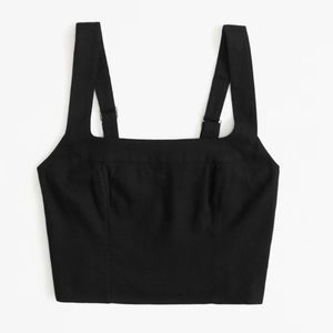 • NWT! • SOLD OUT Abercrombie black linen crop top